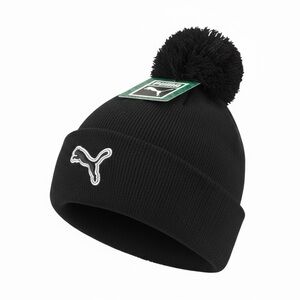 Puma Black Knit Beanie with Pom